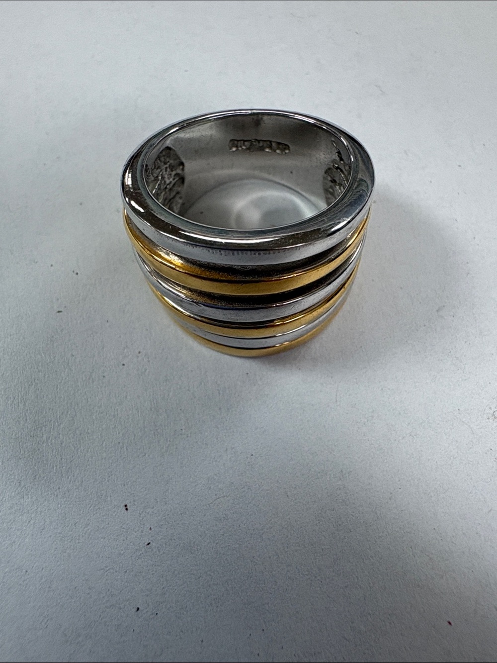Two-Tone Gold and Silver Wide Band Ring - Unbranded